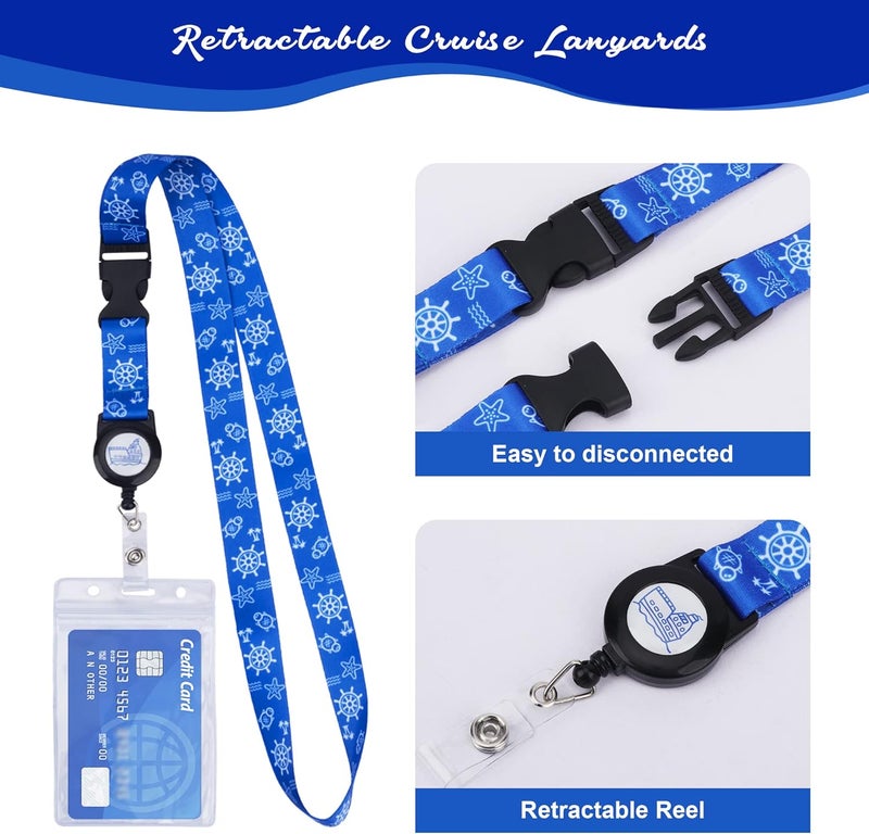 SWATOM Cruise Lanyards 9PCS Retractable Cruise Lanyard for Cruise Ship Cards, Royal Caribbean & Celebrity 2025 & 2026 Waterproof Luggage Tag Holders Set for with Detachable Badge Holder for ID Cards - Image 3